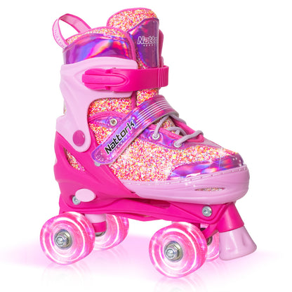 Nattork Adjustable Roller Skates for Kids - Candy Bubble Gum Pink