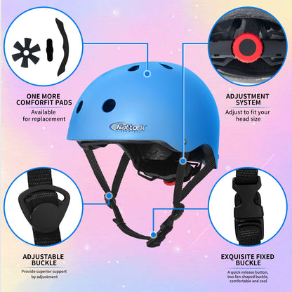 Nattork Skate Helmet Protective Gear for Kids - Blue