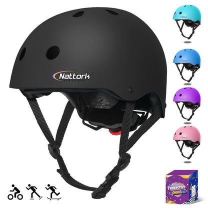 Nattork Skate Helmet Protective Gear for Kids - Black