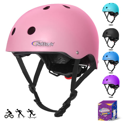 Nattork Skate Helmet Protective Gear for Kids - Pink