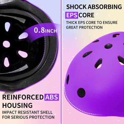 Casco de skate Nattork, equipo de protección para niños, morado