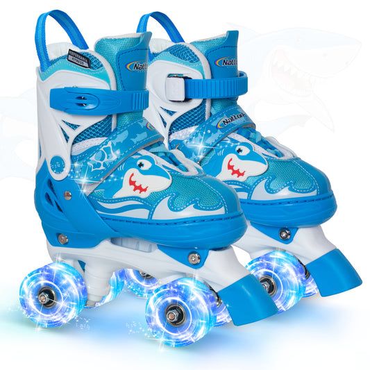 Nattork Adjustable Roller Skates for Kids - Blue Shark