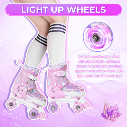 Patines ajustables Nattork para niños - Rosa Oceanic Light