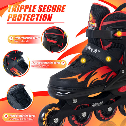 Nattork Adjustable Inline Skates for Kids - The Rush Fire