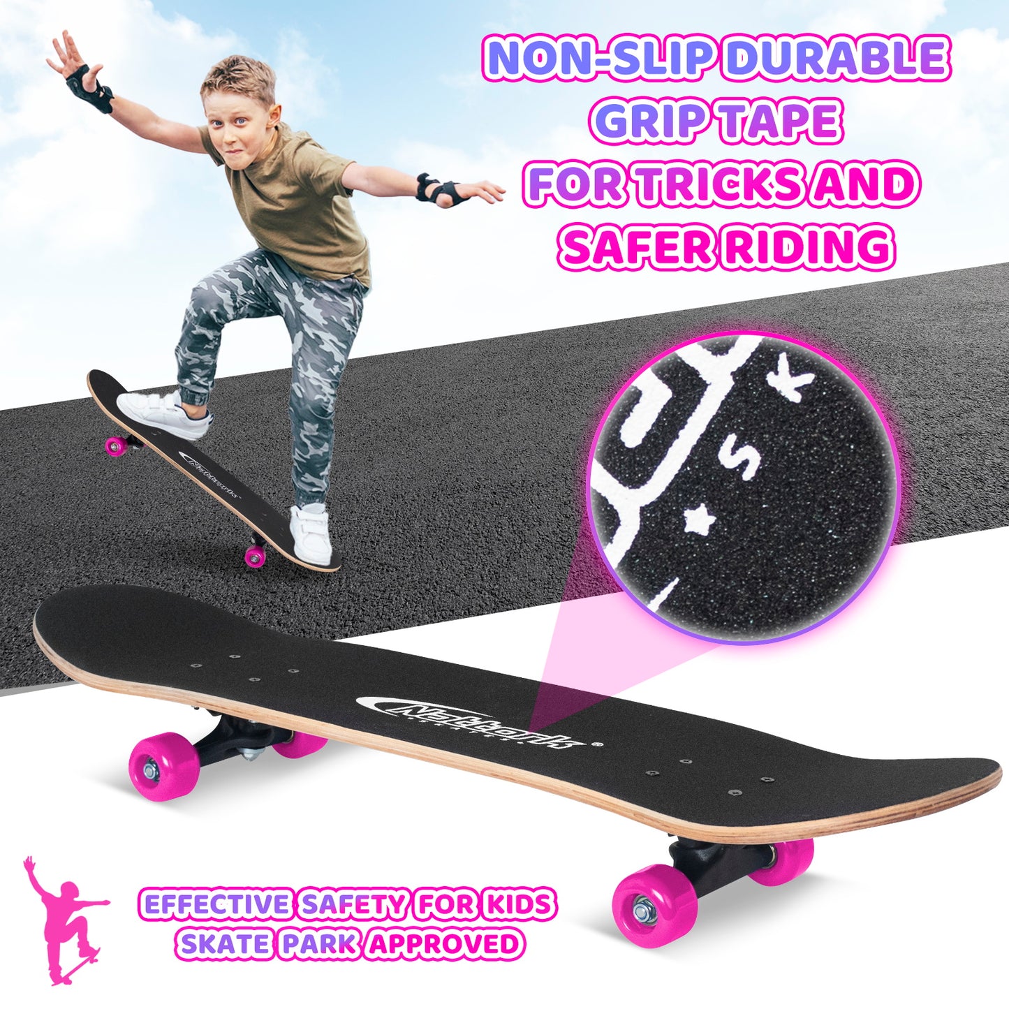 Nattork Skateboards 31 Inch - Pink Skeleton