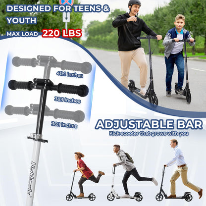 Nattork Foldable & Kick Scooter Ages 8+ Ink White