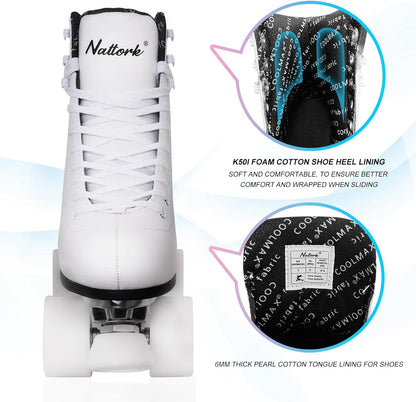 Nattork Roller Skates for Adults - White Flower