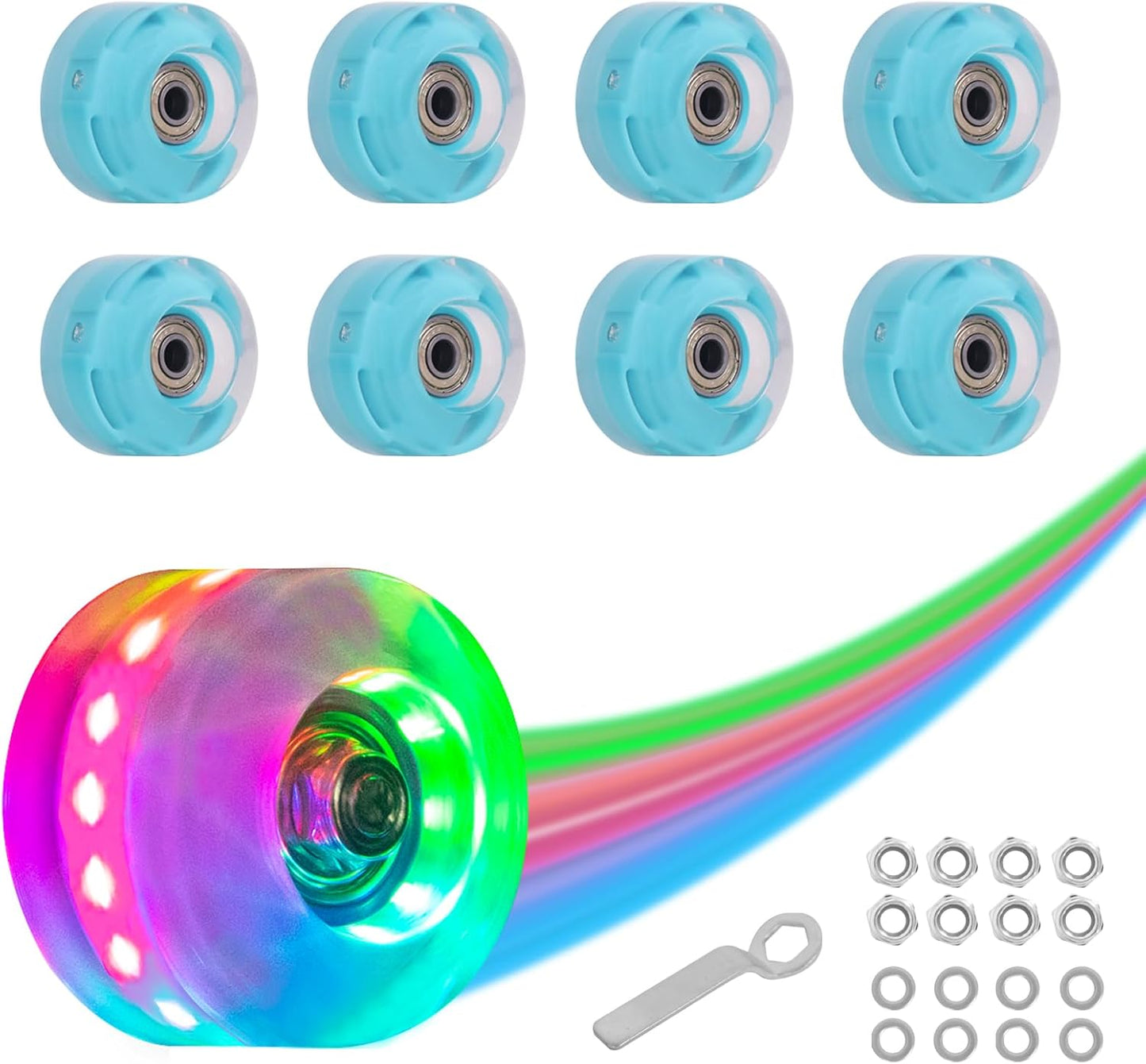 Nattork Light up Roller Skate Wheels - Teal