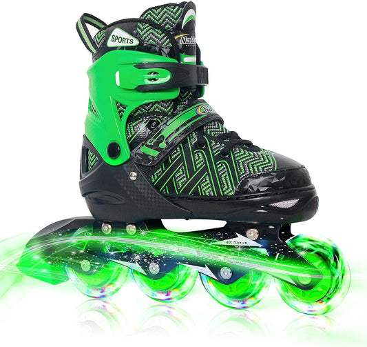 Nattork Adjustable Inline Skates for Kids Green