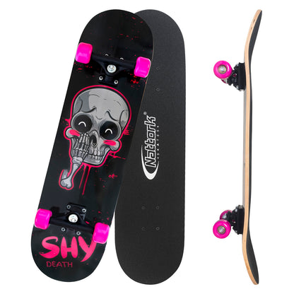 Nattork Skateboards 31 Inch - Pink Skeleton