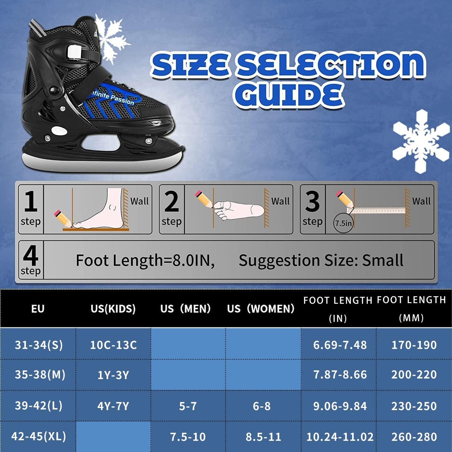 Nattork Adjustable Ice Skates - Blue