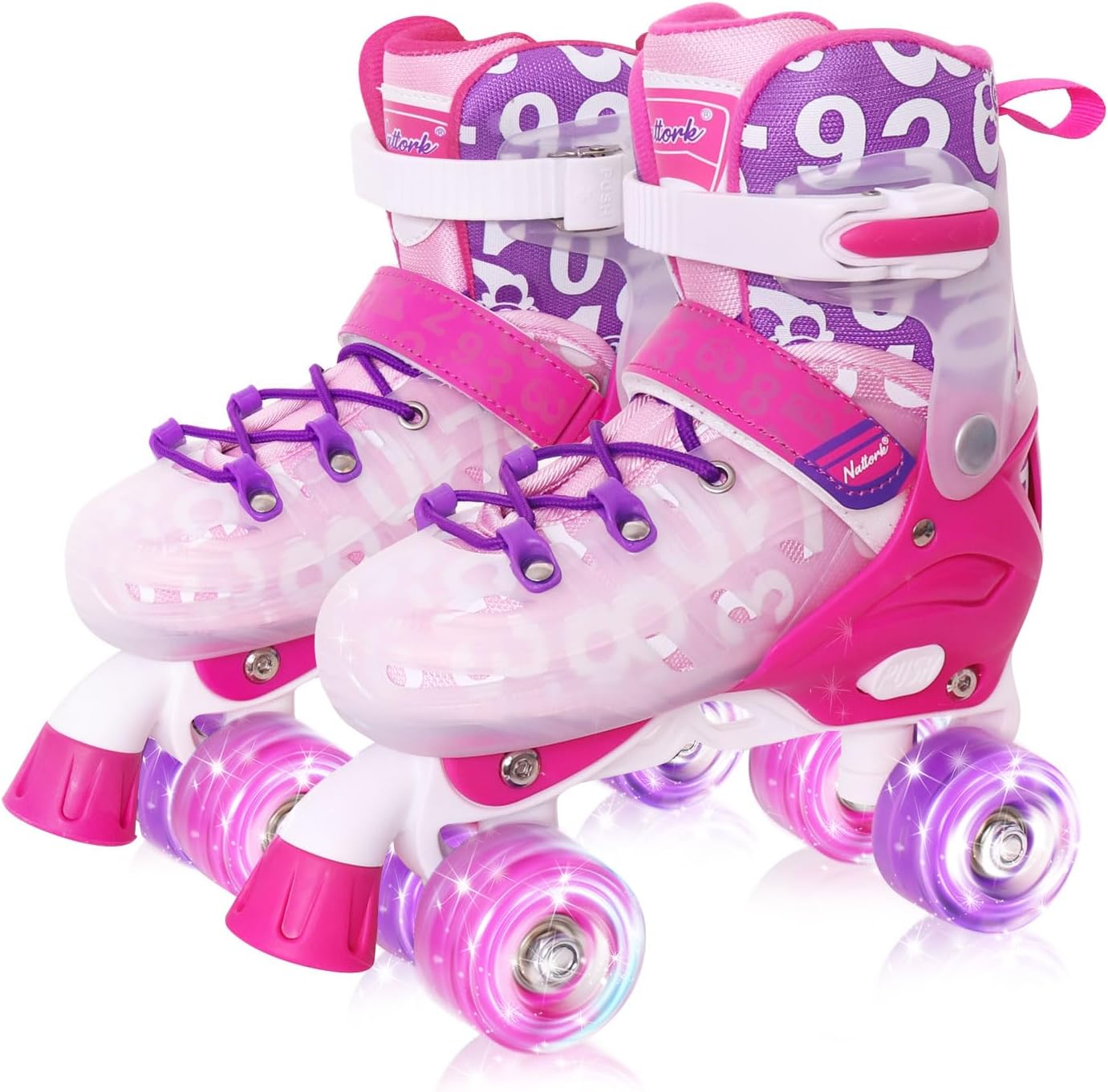 Nattork Adjustable Roller Skates for Kids - Magenta