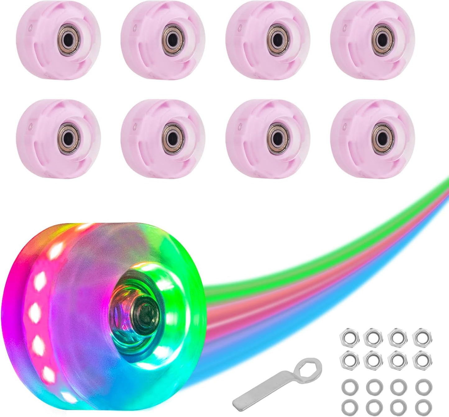 Nattork Light up Roller Skate Wheels - Pink