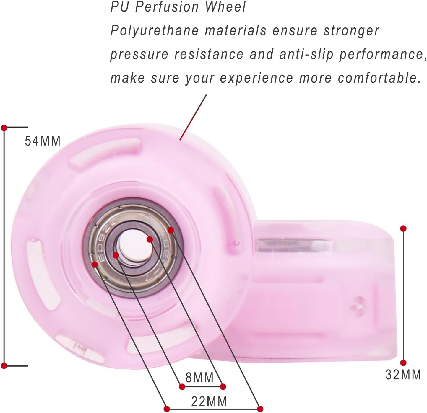 Nattork Light up Roller Skate Wheels - Pink