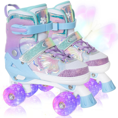 Nattork Adjustable Roller Skates for Kids- Fairy Wing Lavender