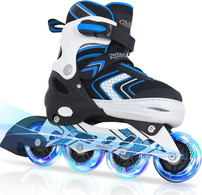 Nattork Adjustable Inline Skates for Kids - Blue