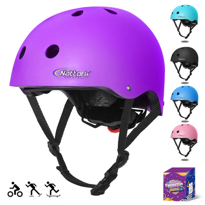 Casco de skate Nattork, equipo de protección para niños, morado