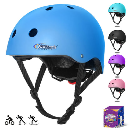 Nattork Skate Helmet Protective Gear for Kids - Blue