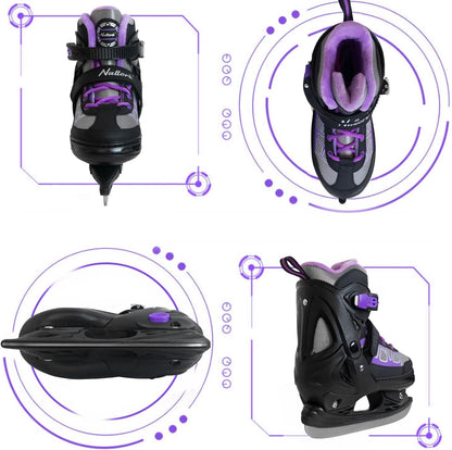 Nattork Adjustable Ice Skates - Purple