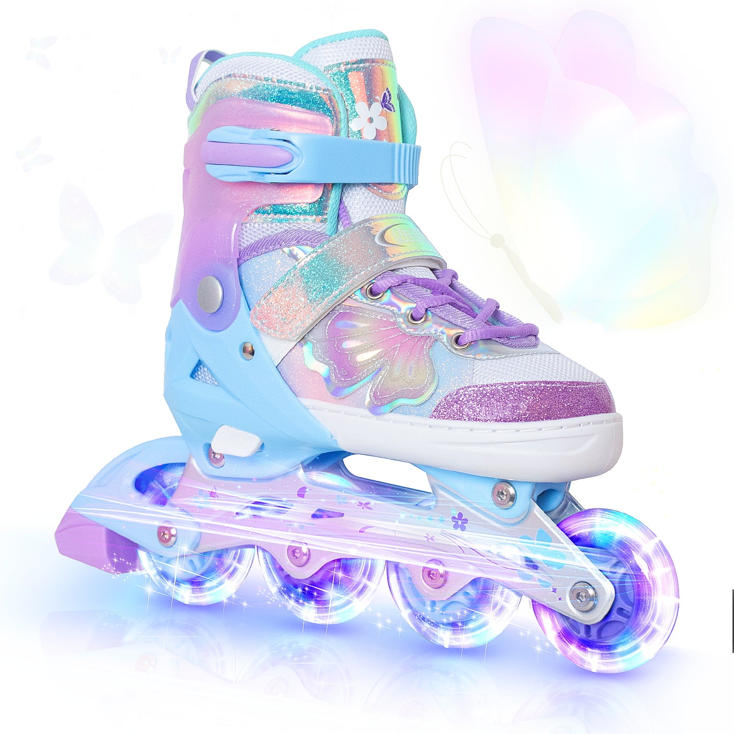 Nattork Adjustable inline Skates for Kids- Fairy Wing Lavender