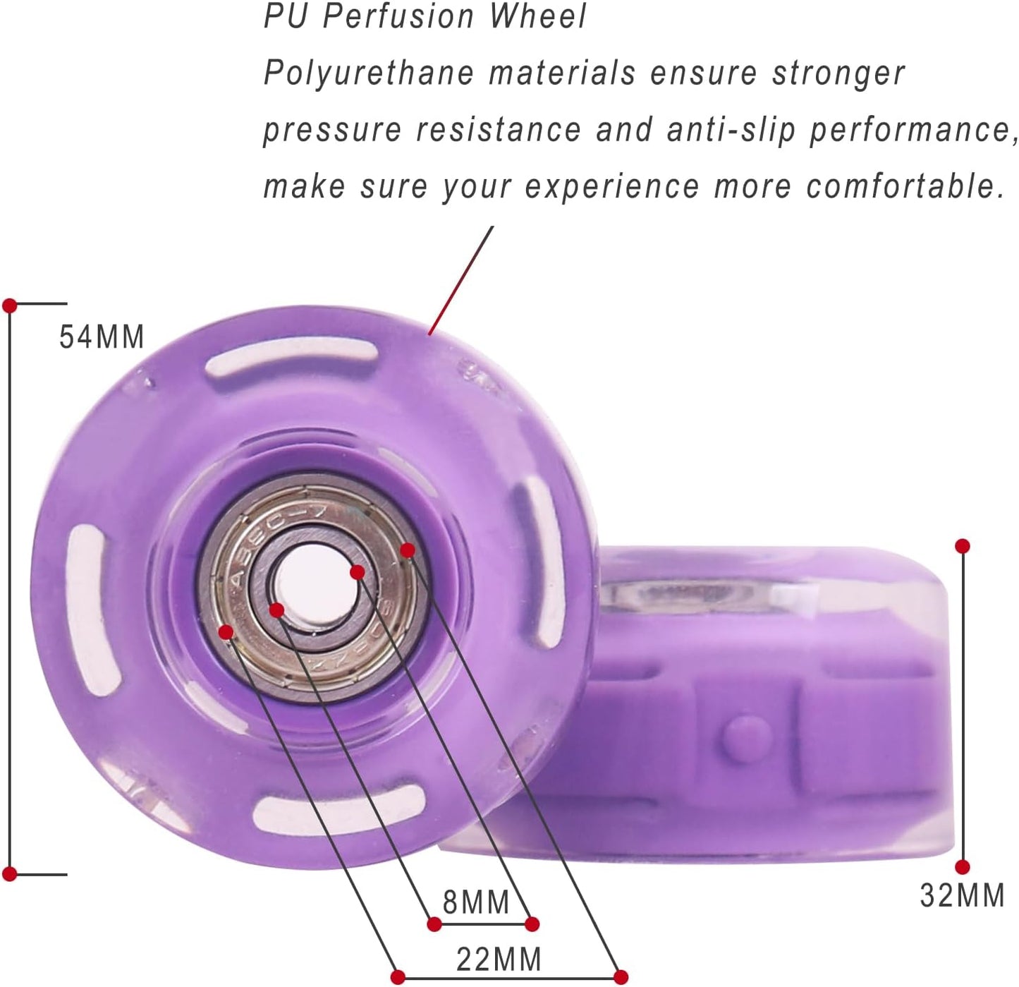 Nattork Light up Roller Skate Wheels - Purple