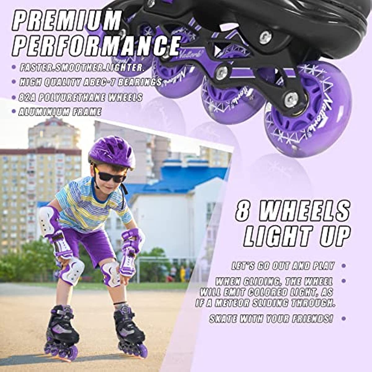 Nattork Kids Blades Roller for Boys Girls Purple