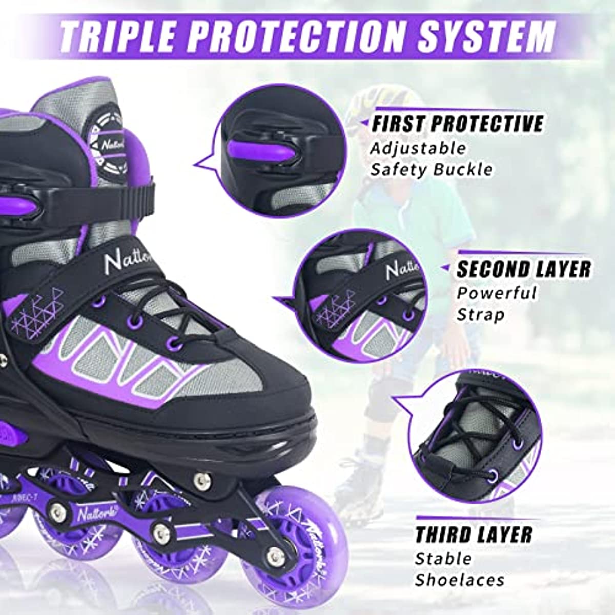 Nattork Kids Blades Roller for Boys Girls Purple