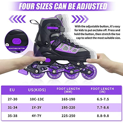 Nattork Kids Blades Roller for Boys Girls Purple