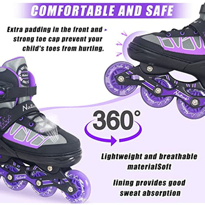 Nattork Kids Blades Roller for Boys Girls Purple